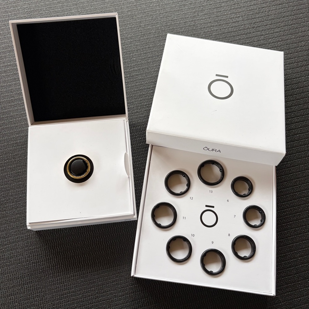 Oura Gen3 Horizon Gold Ring US7 (about size 5) and Oura ring sizer